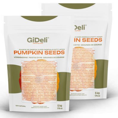 Kürbiskerne 10kg Geröstet Ungesalzen Schalenlos Vegan Snack Protein Zink GiDeli