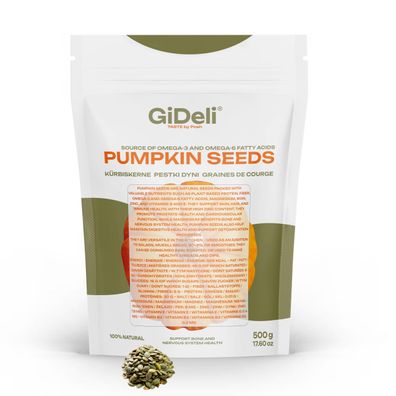 Kürbiskerne 500g Geröstet Ungesalzen Schalenlos Vegan Snack Protein Zink GiDeli