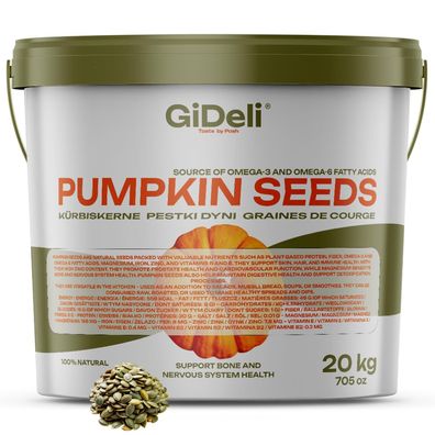Kürbiskerne 20kg Geröstet Ungesalzen Schalenlos Vegan Snack Protein Zink GiDeli