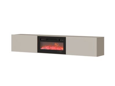 Fernsehschrank GOVI 180 cm mit Elektrokamin hänge Tv - Lowboard - Kaschmir