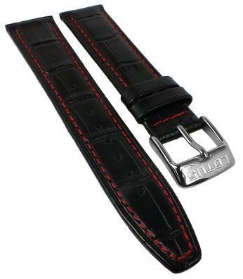 Lotus Watch | Uhrenarmband Leder schwarz rote Naht | 18104 18103 18527