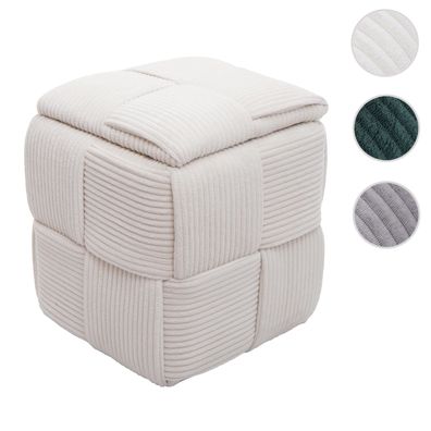 Hocker HWC-Q47, Sitzhocker Polsterhocker, Deckel Staufach Cord (260g/m²) 43x40x40cm