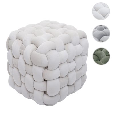 Hocker HWC-Q48, Sitzhocker Ottomane Polsterhocker, Samt (220g/m²) 39cm