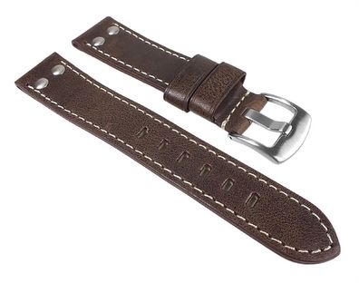 Uhrenarmband Vintage Look Leder Band Dunkelbraun 24769S