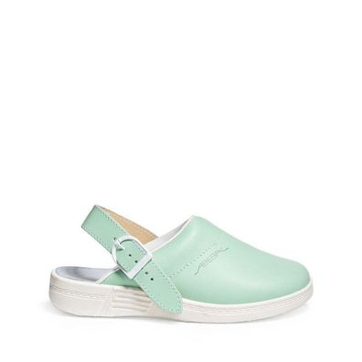 Abeba Damen Berufsschuhe The Original Clog Mint/Weiß – Glattleder,
