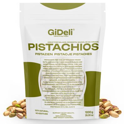 Pistazien 1kg Geröstet Gesalzen mit Schale Vegan Keto Proteinreich Natur GiDeli