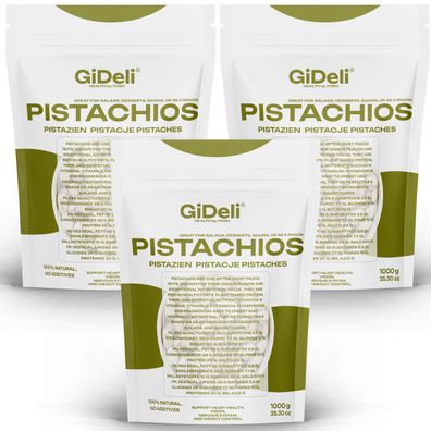 Pistazien 3kg Geröstet Gesalzen mit Schale Vegan Keto Proteinreich Natur GiDeli