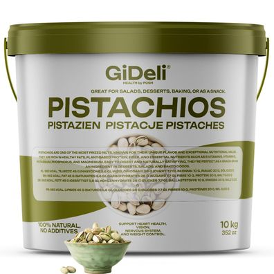 Pistazien 10kg Geröstet Gesalzen mit Schale Vegan Keto Proteinreich Natur GiDeli