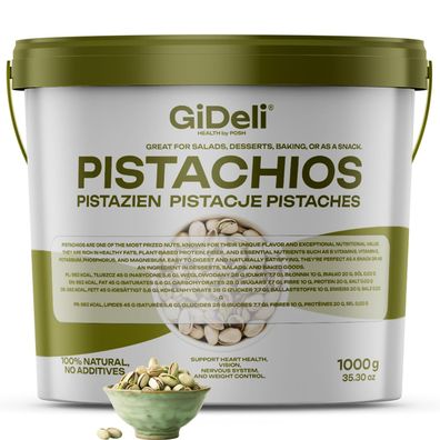 Pistazien 1kg Geröstet Gesalzen mit Schale Vegan Keto Proteinreich Natur GiDeli