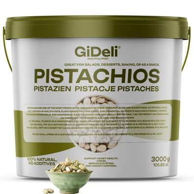 Pistazien 3kg Geröstet Gesalzen mit Schale Vegan Keto Proteinreich Natur GiDeli