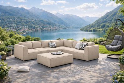 XXL Designer Lounge Amarillo Gartenmöbel Sofa Sitzgruppe Couch beige Terrasse