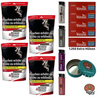 Benson & Hedges Red Volumentabak Beutel 4x 160g, Winston Extra Hülsen, Ascher