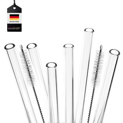 bremermann Strohhalm, Glas-Trinkhalm Set + Bürsten, transparent gerade