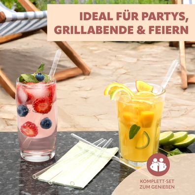 bremermann Strohhalm, Glas-Trinkhalm Set + Bürsten, transparent gerade