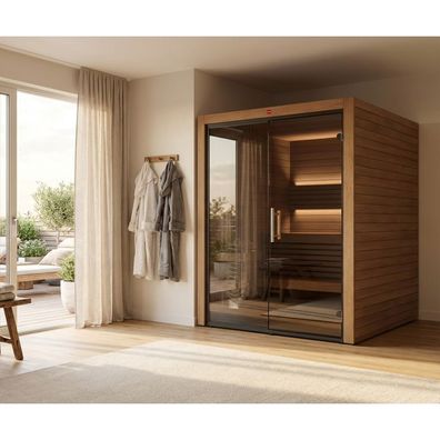 Harvia Utu Vision Medium Saunakabine Design-Sauna aus Thermo-Espe 162x163x206cm inkl