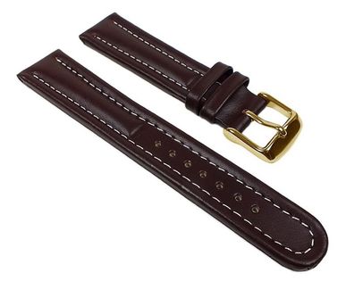 Minott Uhrenarmband Kalbsleder / Sattelleder braun Kontrastnaht 22917G