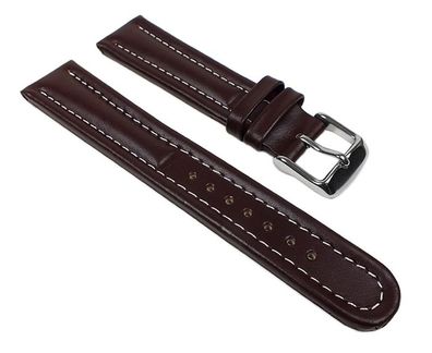 Minott Uhrenarmband Kalbsleder / Sattelleder Braun Kontrastnaht 22916S