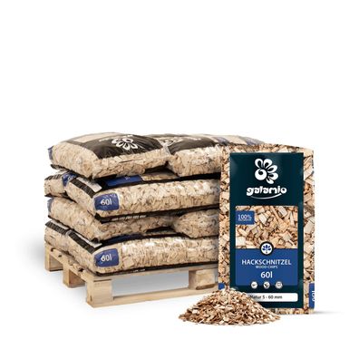 Galamio Hackschnitzel Holzdekor Natur 5-60 mm 60l x 12 Sack 720l 12er Palette Farbe N