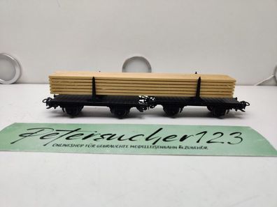 Märklin H0 AC 4665 Langholzwagen schwarz mit Holzladung
