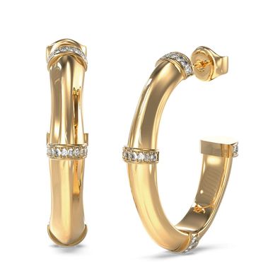 Guess Schmuck Damen-Ohrringe Creolen Bambus Goldfarben JUBE05160JWYG