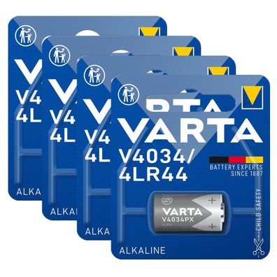4x VARTA V4034PX Knopfzelle 6V 100mAh ø13x25,2mm Alkaline 4LR44