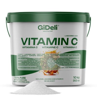 Vitamin C 10kg Pulver Reine L-Ascorbinsäure 100% Rein Vegan Immunsystem GiDeli
