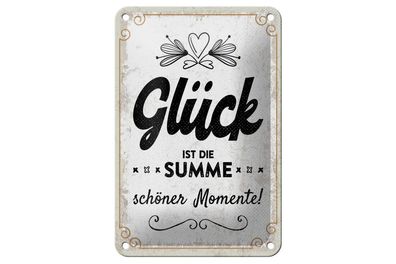 Blechschild Glück ist die Summe schöner Momente, 3 verschied. Größen, Deko Spruch