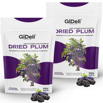 Getrocknete Pflaumen 2kg Ohne Stein Ungesüßt Vegan Pure Snack Müsli GiDeli