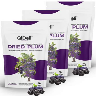 Getrocknete Pflaumen 15kg Ohne Stein Ungesüßt Vegan Pure Snack Müsli GiDeli