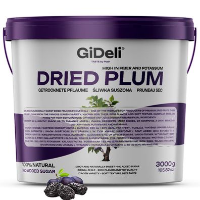 Getrocknete Pflaumen 3kg Ohne Stein Ungesüßt Vegan Pure Snack Müsli GiDeli