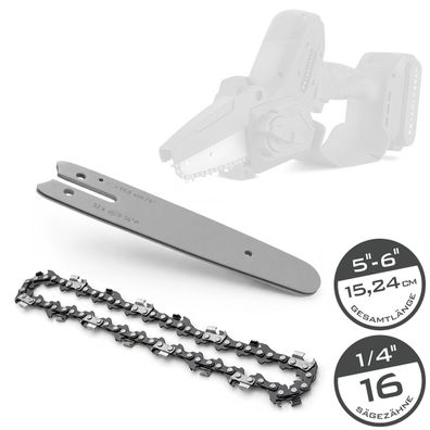 Stahlwerk Ersatzschwert und Sägekette Zubehör-Set 6 Zoll für Mini-Akku-Kettensäge