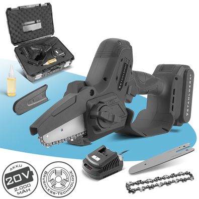 Stahlwerk Mini Akku Kettensäge 20 V Set Akku Ladegerät Ersatzkette Ersatzschwert
