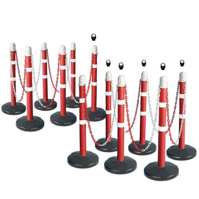 Kettenpfosten-Set, 12 Kettenständer, 22 m Kette, 6x Ösen