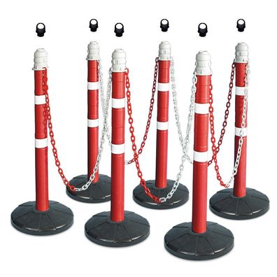 Kettenpfosten-Set, 6 Kettenständer, 10 m Kette, 6x Ösen