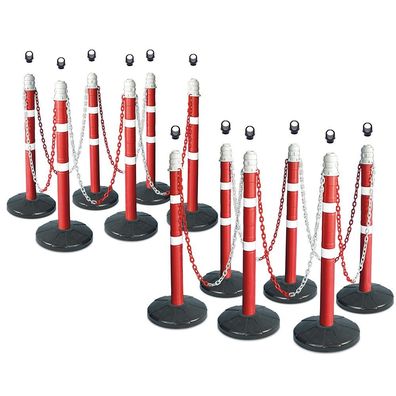 Kettenpfosten-Set, 12 Kettenständer, 22 m Kette, 12x Ösen