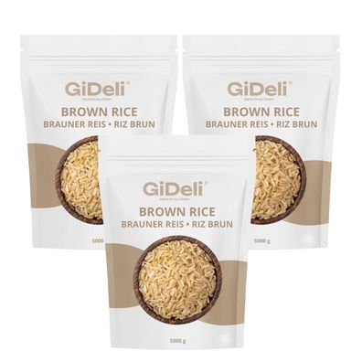 Braunreis 15kg Naturreis Unpoliert Vollkorn Ballaststoffe Protein Vegan GiDeli