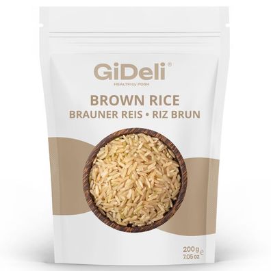 Braunreis 200g Naturreis Unpoliert Vollkorn Ballaststoffe Protein Vegan GiDeli
