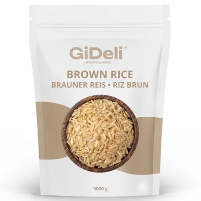 Braunreis 5kg Naturreis Unpoliert Vollkorn Ballaststoffe Protein Vegan GiDeli