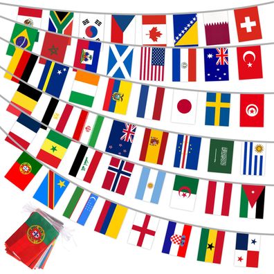 WM 2026 Fußball Fahnenkette | 48 Länder Flaggen Girlande | 20m