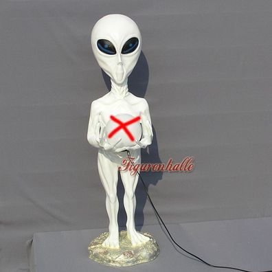 Alien Außerirdischer Figur Statue Skulptur UFO weiß Deko Hollywood Roswell Sci-Fi