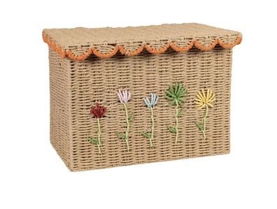 Maisons Du Monde Aufbewahrungsbox mehrfarbige bestickte Blumen