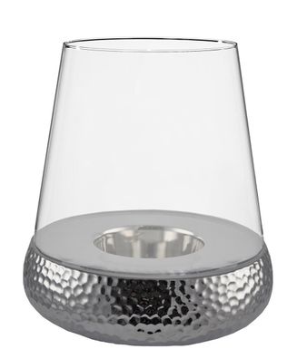 Kaheku Bilbao Windlicht L Golf silber, D= 20 cm 
H=20,5 cm Keramik Klarglas komple