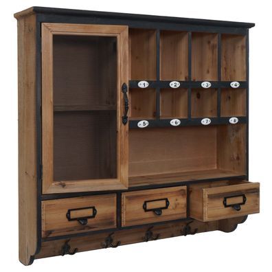 Wandregal HWC-Q26, Hängeregal Regal, Schublade Staufach Haken, Holz 70x72x17cm