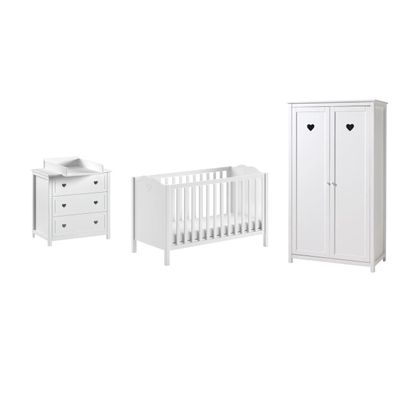 Baby Set Kamila Weiß Bett 60x120 Kommode Schrank