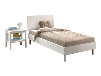 Einzelbett Set 90x200 Keeley Buche Weiß Massivholz Konsole Komfort