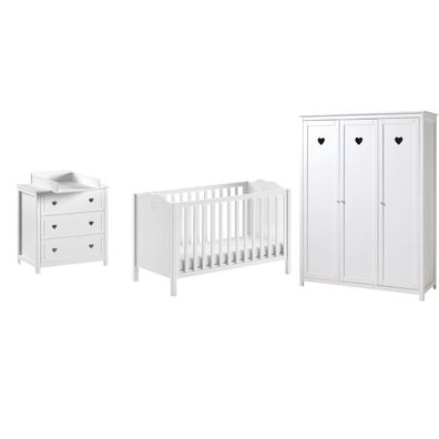 Baby Set Kamila Weiß Bett 60x120 Kommode Schrank groß