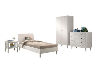 Einzelbett Set 90x200 Keeley Buche Weiß Massivholz Komplett Komfort