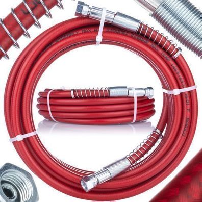 Rosfix Farbspritzschlauch 15m – 228 bar, 1/4" Anschluss | Stahl, Rot