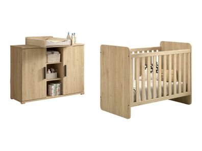 Babyzimmer Set Keelia Eiche mit Bett Wickelkommode