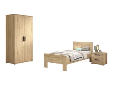 Jugendzimmer Set Keelia Eiche mit Bett Kleiderschrank